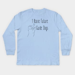 I Raise Future Guide Dogs - Labrador Puppy Heart - Guide Dog For The Blind - Dog Training - Working Dog - Black Design for Light Background Kids Long Sleeve T-Shirt